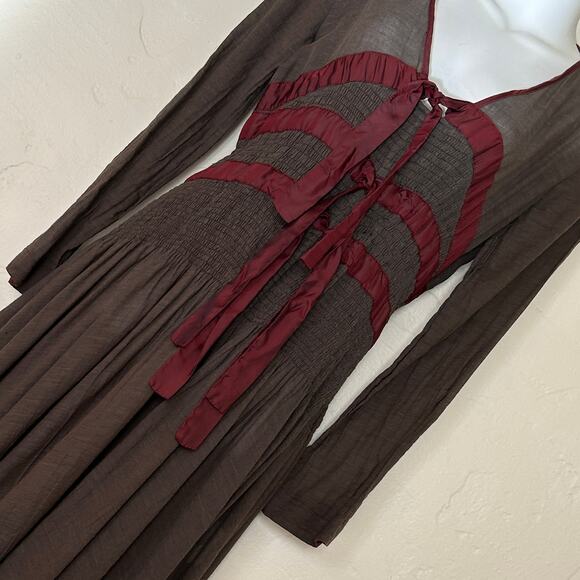 Jean Paul Gaultier Vintage Brown Dress Ribbons Size 36 / S - Picture 2 of 16